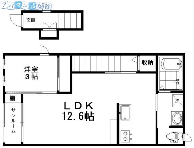 グランヴィア II(1LDK/2階)の間取り写真