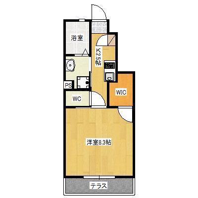 HIGH CREA(1K/1階)の間取り写真