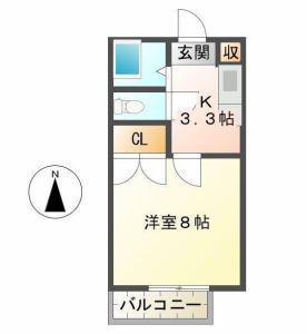 サンコーポ岩成(1K/2階)の間取り写真