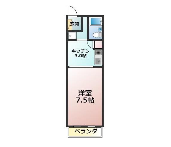 阿部コーポA棟(1K/1階)の間取り写真