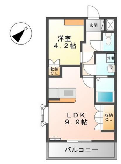 ヒールコートA&G(1LDK/1階)の間取り写真