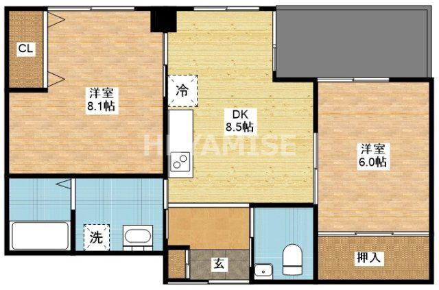 マルタヤ南山手クラブ(2LDK/3階)の間取り写真