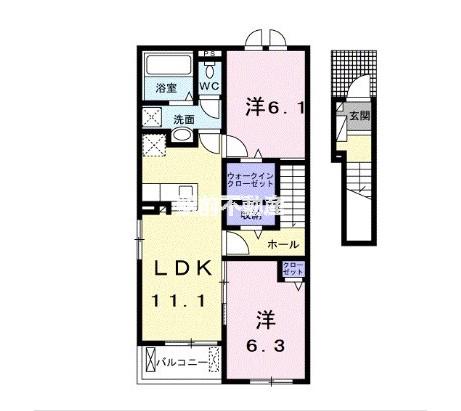 メゾンネージュI番館(2LDK/2階)の間取り写真
