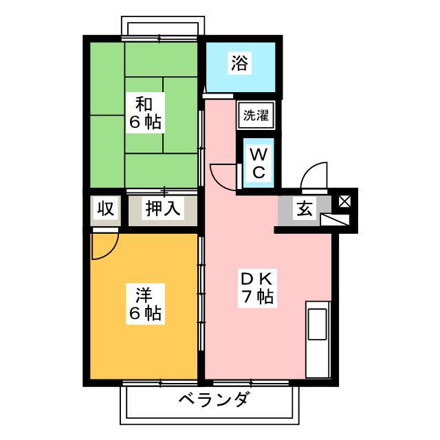 アーバンハイツB(2DK/3階)の間取り写真