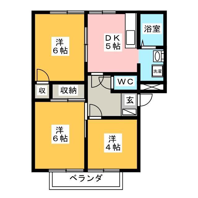 グリーンリバー(3K/2階)の間取り写真
