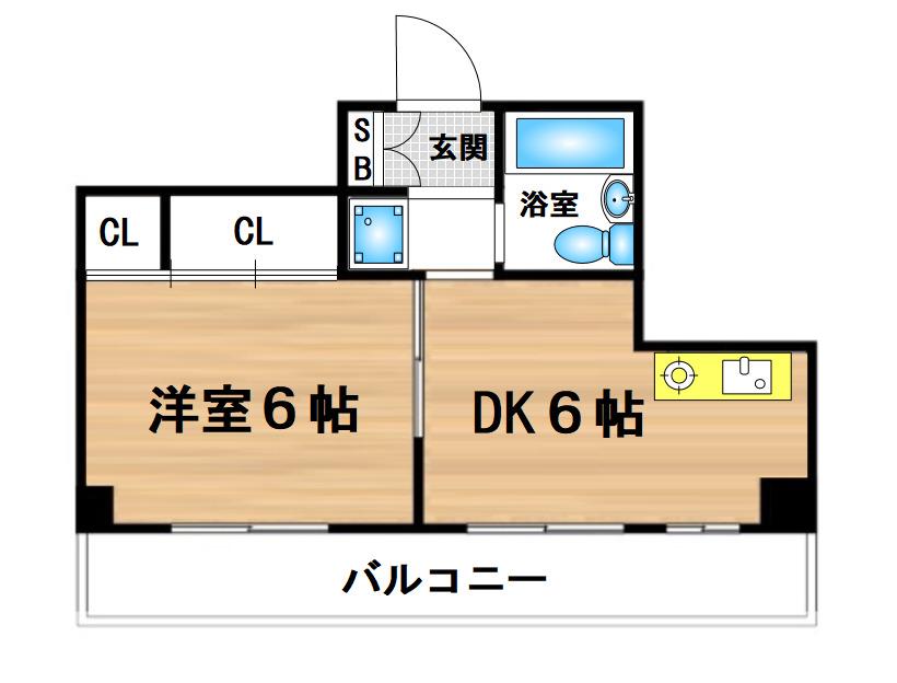 ビガーポリス132マーブルハウス(1DK/6階)の間取り写真