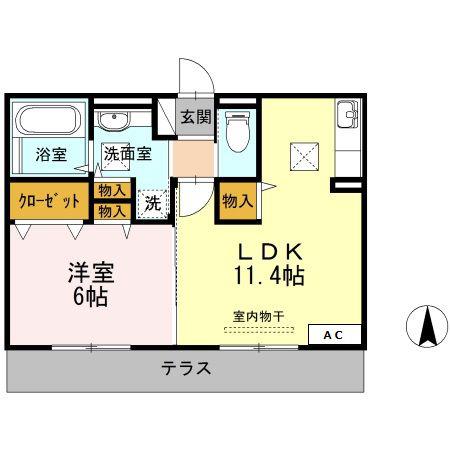 ソレアードD-1(1LDK/1階)の間取り写真