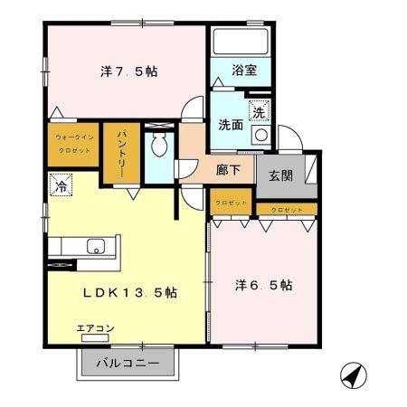 ロートガーデンE(2LDK/2階)の間取り写真