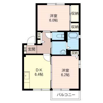 パークハイツ(2DK/1階)の間取り写真