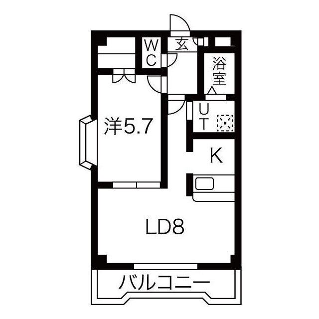 メロン宇佐美(1LDK/3階)の間取り写真