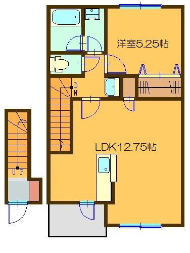 TX-1(1LDK/2階)の間取り写真