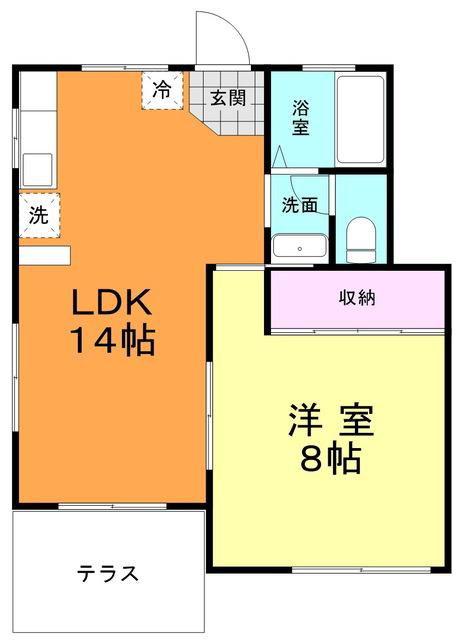 ハイツ1000(1LDK/1階)の間取り写真