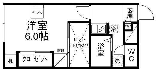フラットマーブル(1K/2階)の間取り写真