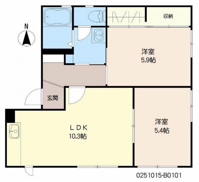 ディアスMS B棟(2LDK/1階)の間取り写真