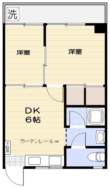 エントピア中野(2DK/4階)の間取り写真