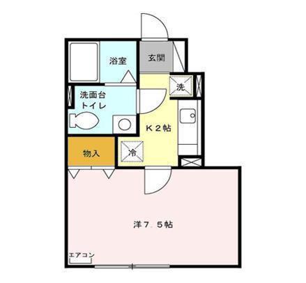 グレイタス楢山(1K/1階)の間取り写真