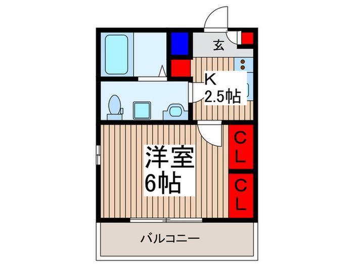 グロウディア(1K/2階)の間取り写真