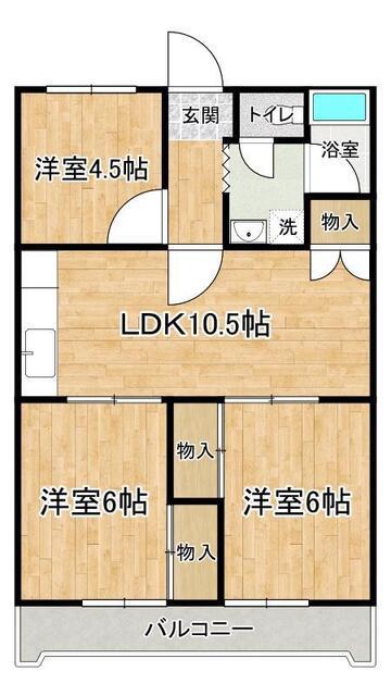 グランメゾンつくば(3LDK/3階)の間取り写真