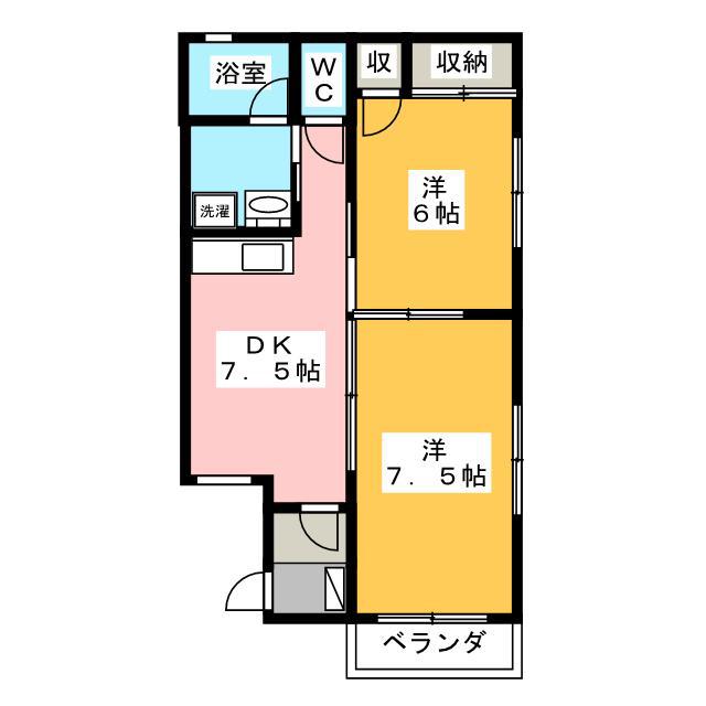 ヴィレッジグリーン(2DK/1階)の間取り写真