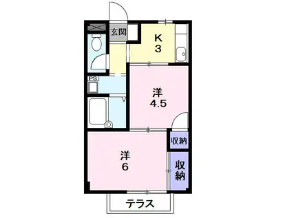プランタンI(2K/1階)の間取り写真