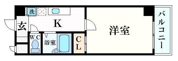 エクレール六甲(1K/2階)の間取り写真