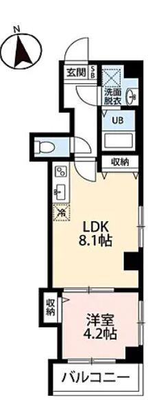 ルル浅草千束(1LDK/6階)の間取り写真
