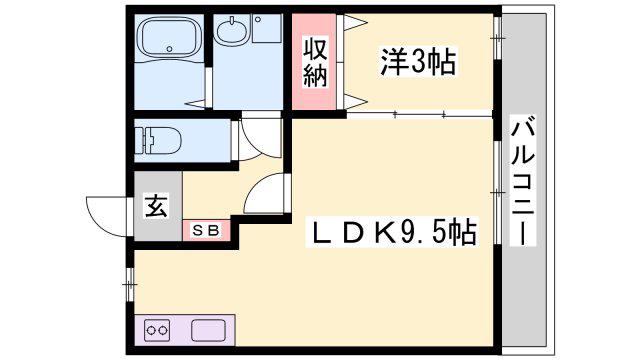 ローレルコート宮西(1LDK/1階)の間取り写真