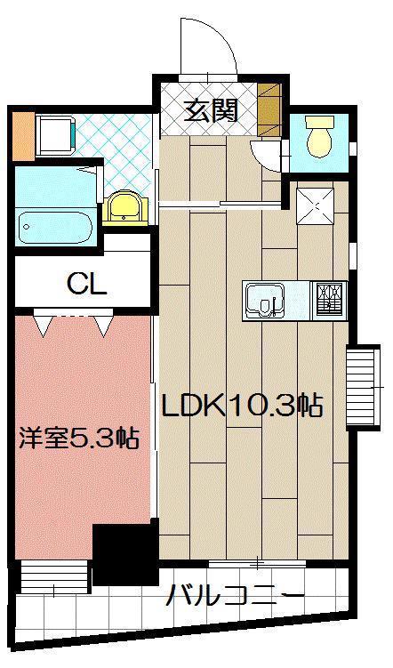 守恒サンシャインみらい(1LDK/6階)の間取り写真