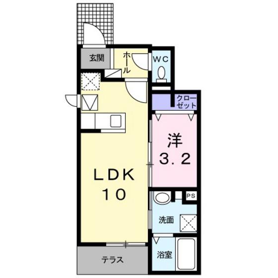 スターマイン(1LDK/1階)の間取り写真