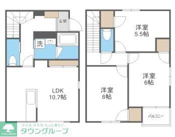 荒江1丁目メゾネット(3LDK/1階)の間取り写真