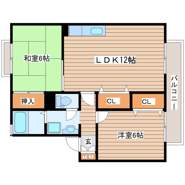 フレール愛子B(2LDK/2階)の間取り写真