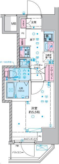 GENOVIA西千葉II(1K/5階)の間取り写真