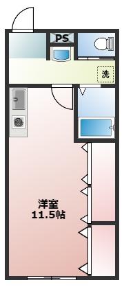 ウエダハイツ(ワンルーム/2階)の間取り写真
