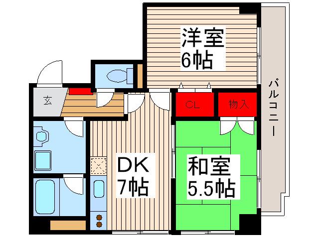 ロイヤルクマイ(2DK/3階)の間取り写真