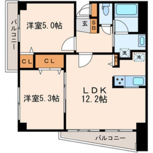 ヒルコート西馬込(2LDK/3階)の間取り写真