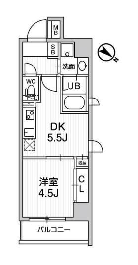 ALTERNA王子飛鳥山(1DK/10階)の間取り写真
