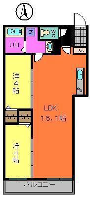 ディークラート園田(2LDK/1階)の間取り写真