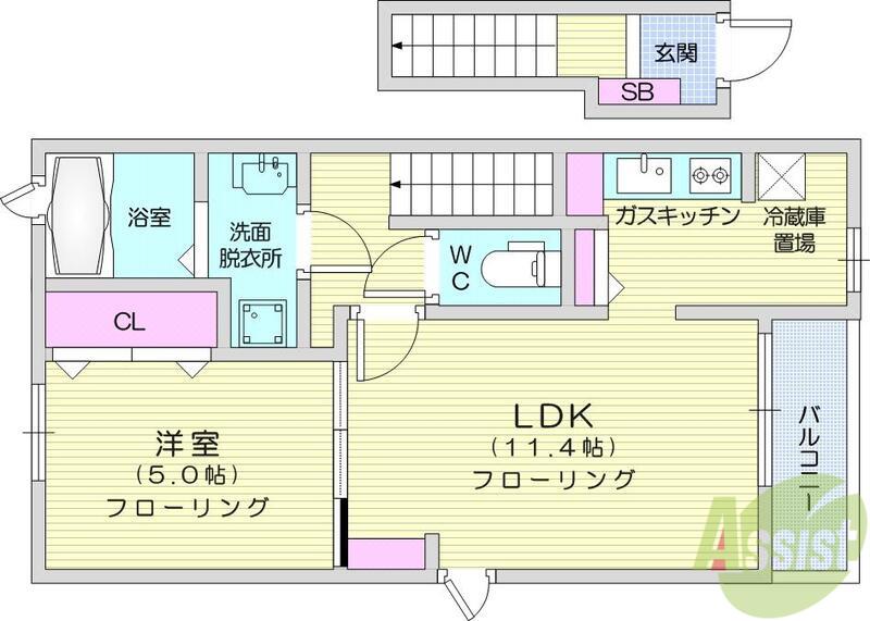 フランカギトリ(1LDK/2階)の間取り写真