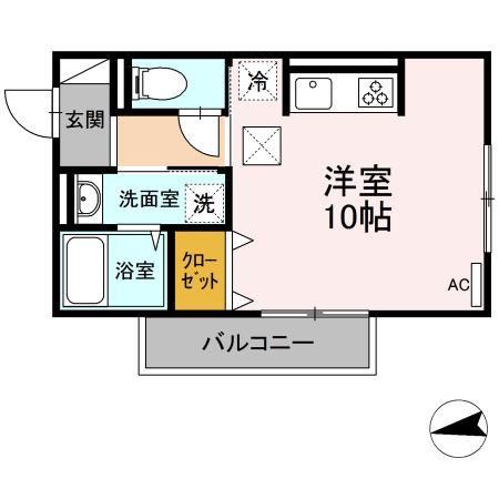 サニーサイドII(ワンルーム/1階)の間取り写真