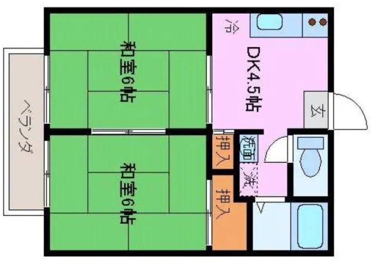 JR高崎線 本庄駅 徒歩20分 2階建 築27年(2DK/1階)の間取り写真
