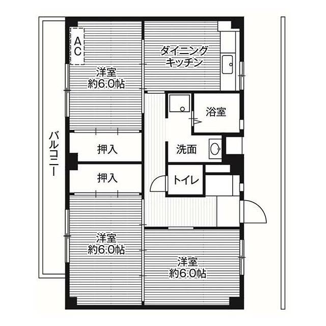 ビレッジハウス善部 4号棟(3DK/3階)の間取り写真