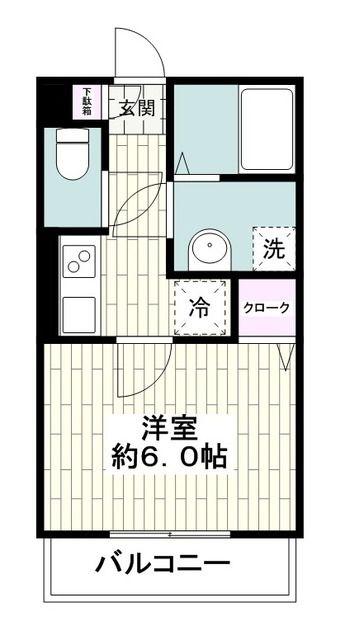 ヴェルデ七里ガ浜(1K/1階)の間取り写真