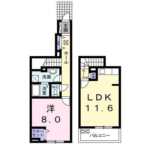 ハイ アヴェニールII(1LDK/1階)の間取り写真