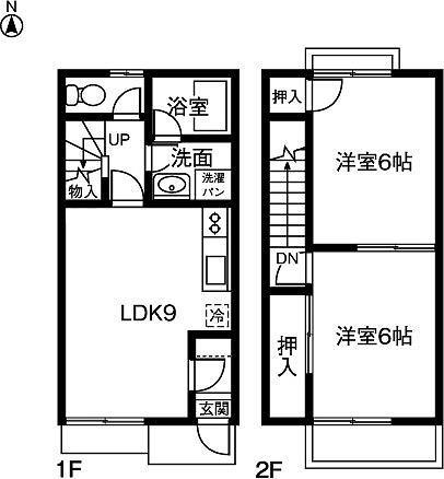 DUPLEX国王100B(2LDK/1階)の間取り写真
