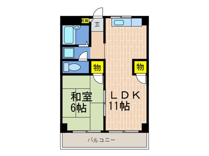 中央コア(1LDK/5階)の間取り写真