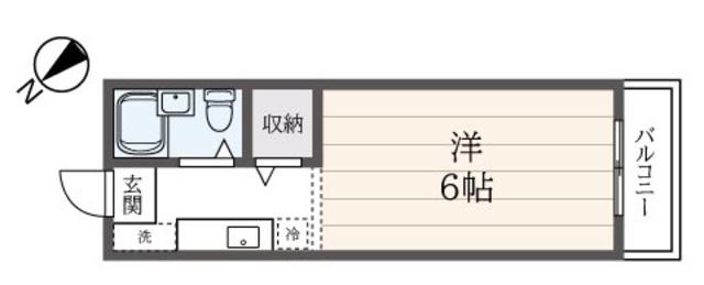 フローラ内田(ワンルーム/2階)の間取り写真