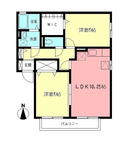 ヴェルドミールII(2LDK/1階)の間取り写真