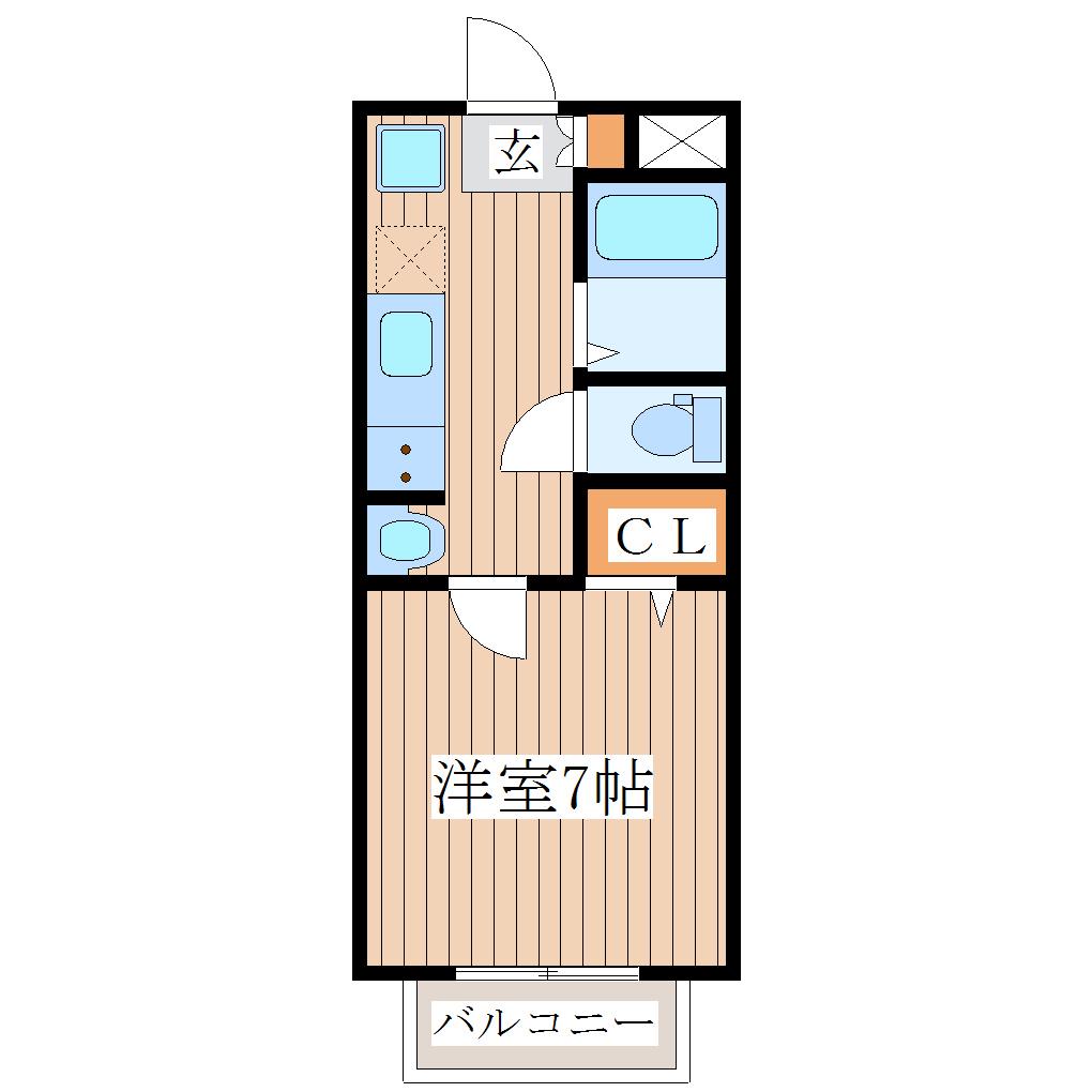 ゼルコバ宮町(1K/1階)の間取り写真