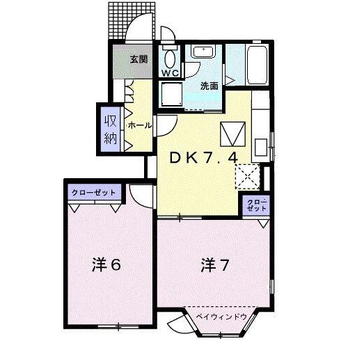 ツインセリエスA(2DK/1階)の間取り写真