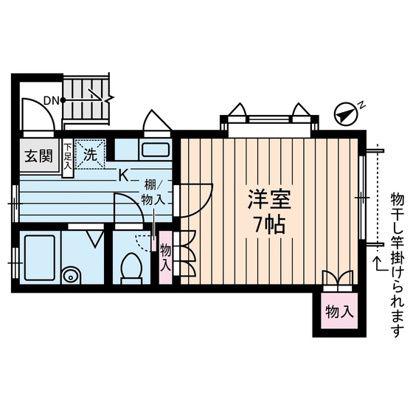 TKハウス(1K/2階)の間取り写真